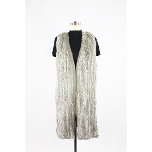 THE CASHMERE PROJECT Rabbit Fur 100% Cashmere Knit Long Vest Cardigan, Size L